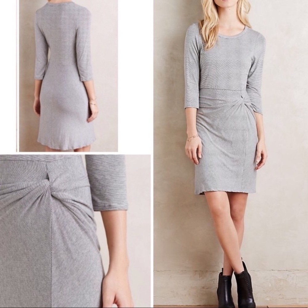 Anthropologie Amadi Striped Knotted Twist Knit Bodycon Long Sleeve Dress Medium